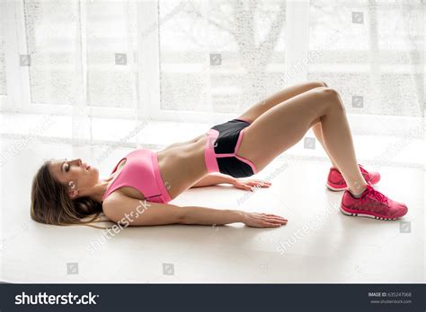 Sexy Fitness Athlete Performs Exercise Bridge Stock Photo Edit Now