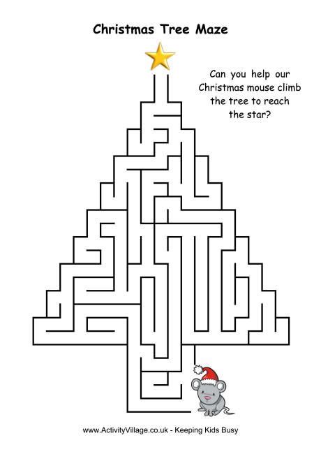 Christmas Tree Maze 4 Mazes Galore Christmas Worksheets Christmas