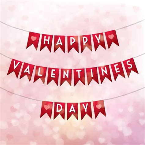 Happy Valentines Day Bunting Banner Template Vector 123freevectors