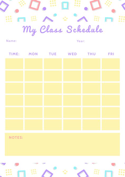 Student Class Schedule Planner Template Postermywall