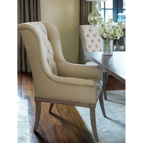 Bernhardt Marquesa Tufted Upholstered Wingback Arm Dining Chair In