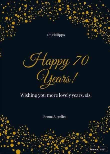 Printable 70th Birthday Card Template In Psd Illustrator Word