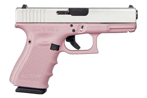 Glock 19 Gen4 9mm Pistol With Cerakote Pink Frame And Shimmering