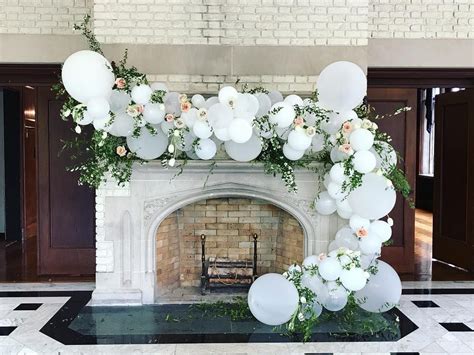 Balloons And Flowers For Wedding Backdrop White Balloons Roses And