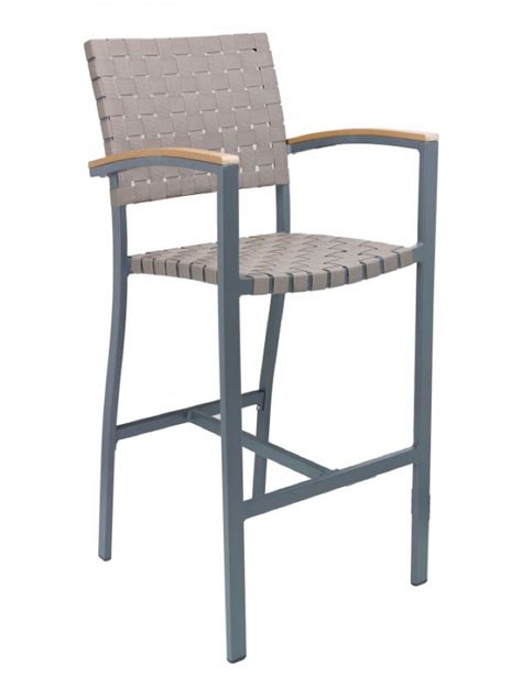 Zander Aluminum Outdoor Bar Stool With Arms Weave Chairs Direct Seating