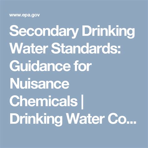 Secondary Drinking Water Standards Guidance For Nuisance Chemicals