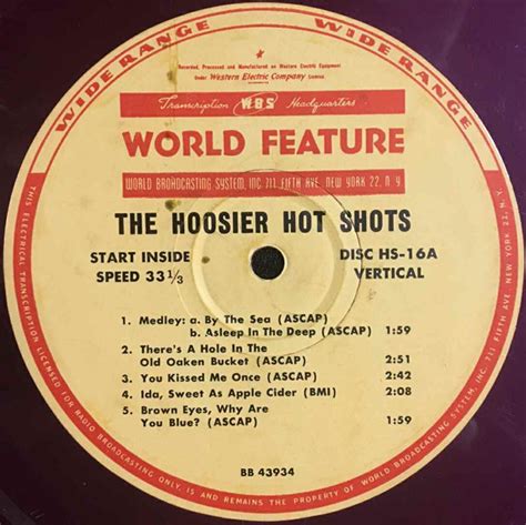 The Hoosier Hot Shots The Hoosier Hot Shots Vertical Groove Purple Vinyl Vinyl Discogs