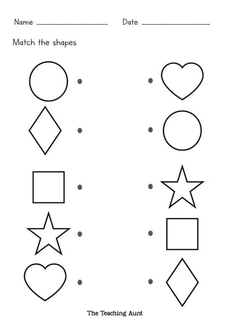4 Shapes Matching Worksheets For Preschool Kindergarten Supplyme 6