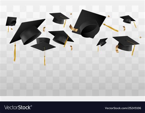 Graduation Caps In Air Template Royalty Free Vector Image