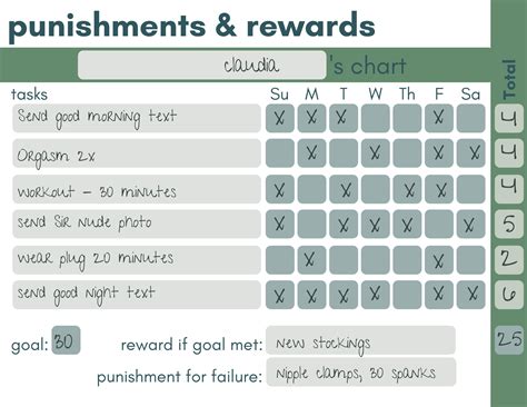 punishment and reward chart bdsm etsy nederland