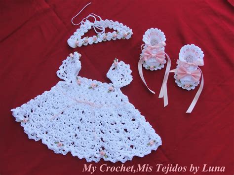 My Crochet Mis Tejidos By Luna Newborn Dress And Ooties Vestidito Para Recien Nac Crochet