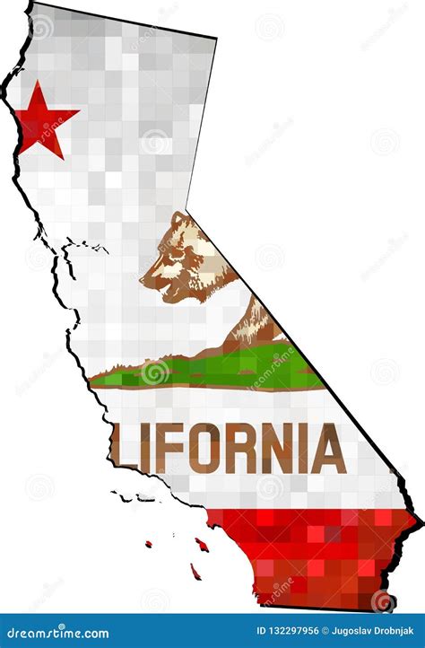 Mapa De California Del Grunge Con El Interior De La Bandera Ilustración Del Vector Ilustración