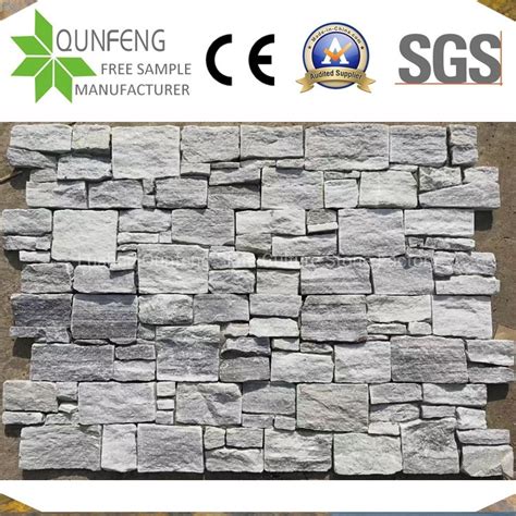 China Natural Grey Stacked Stone Wall Cladding Quartzite Ledger Panel