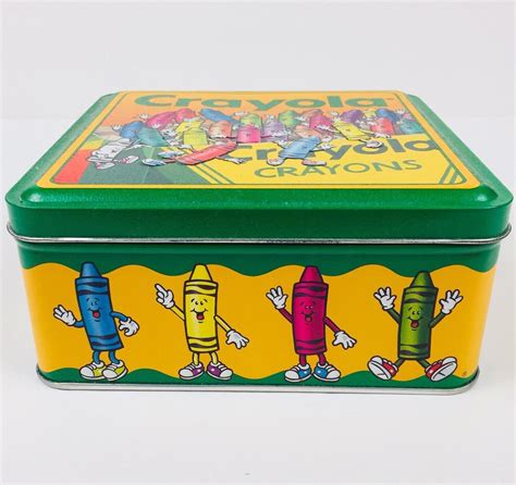 Vintage Crayola Crayons Tin Box Unused 64 Crayons Retired Colors