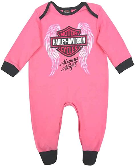 Harley Davidson Baby Girls Glittery Interlock Footed Coveralls Pink