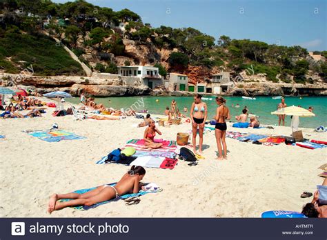 Cala Llombarts Beach In Mallorca In Summertime With People