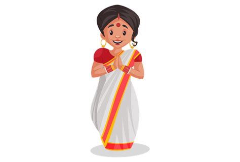 best premium indian woman standing in welcoming pose illustration download in png and vector format