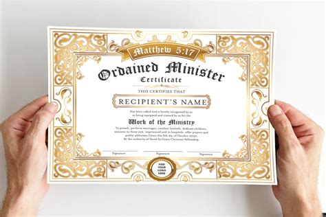 Ministry Free Printable Minister License Certificate
