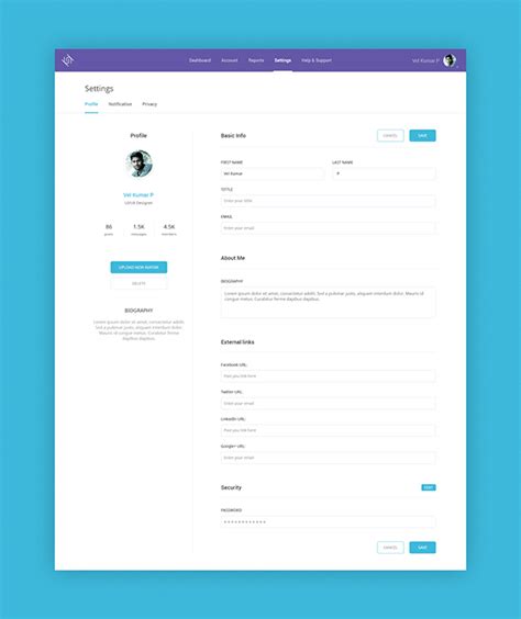 Edit Profile page on Behance