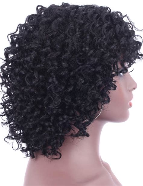 Beauart Short Jet Black Curly Brazilian Remy Human Hair Wigs