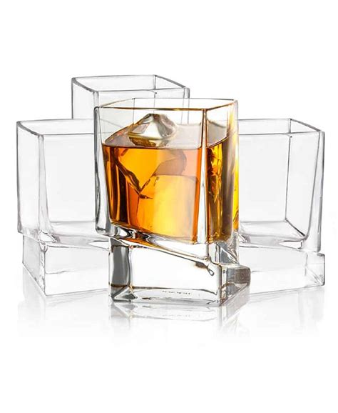Joyjolt Carre Square Whiskey Glasses Set Of 4 And Reviews Glassware And Drinkware Dining Macy S