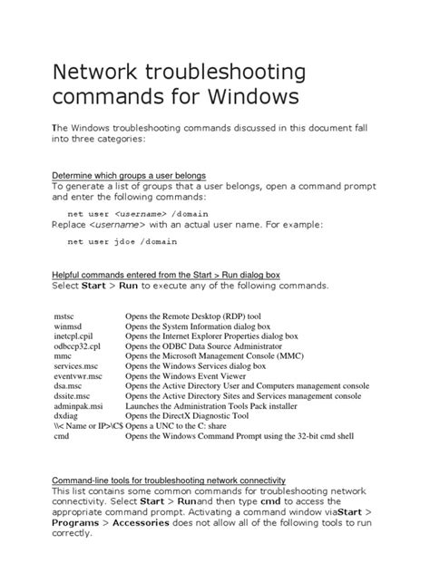 Network Troubleshooting Commands For Windows Command Line Interface