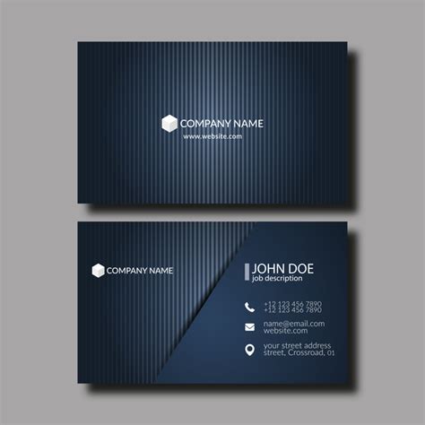 Dark Blue Business Card Template Vector 01 Free Download