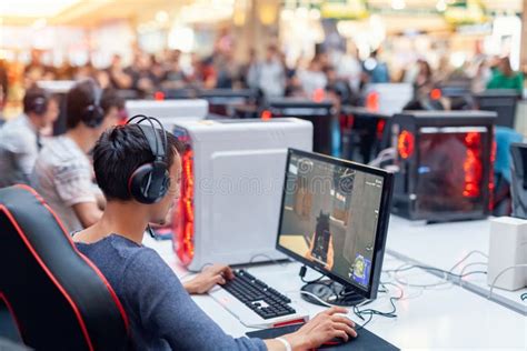 Esport Gamers Playing Multiplayer Game In Tournament Editorial Image