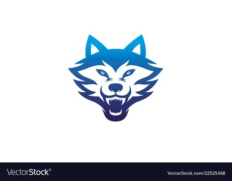Creative Angry Blue Wolf Head Logo Royalty Free Vector Image