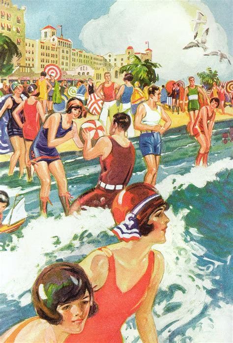 Image Result For Vintage Beach Illustrations Старые плакаты Пляж