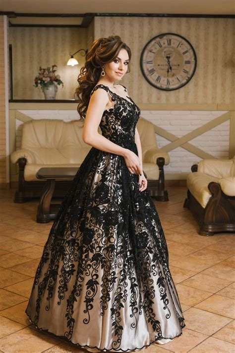 Lace Black Evening Dress Long Prom Dress Elegant Style Etsy