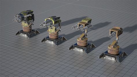 3d Model Turrets Standard Low Poly Vr Ar Low Poly Rigged Cgtrader