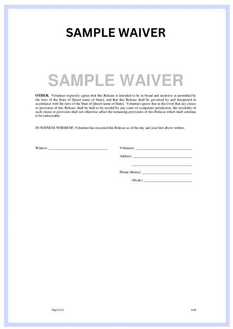 Sample Waiver Form Is Shown In This Document