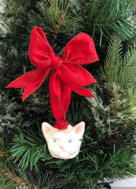 Handmade Cat Ornament Ceramic Cat Ornament Cat Tree Ornament Cat
