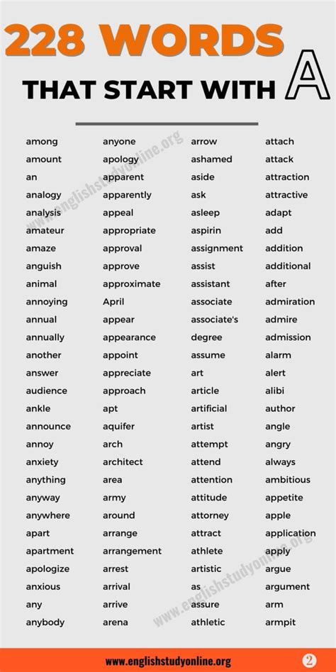 228 Popular Words That Start With A With Esl Images English Study Online