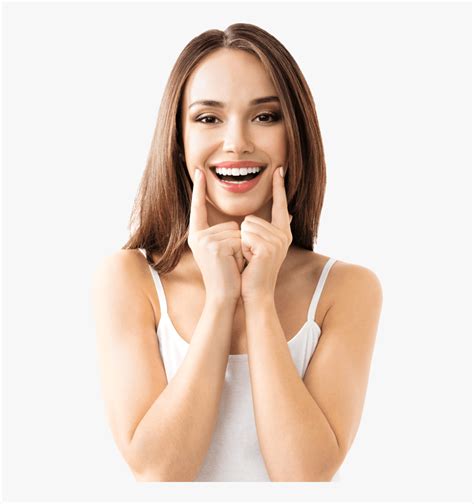 Woman Pointing To Her Beautifully Straight Smile Woman Smile Teeth