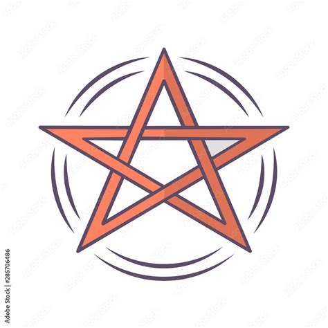 Pentagram Color Icon Occult Ritual Pentacle Devil Star Satanic Cult