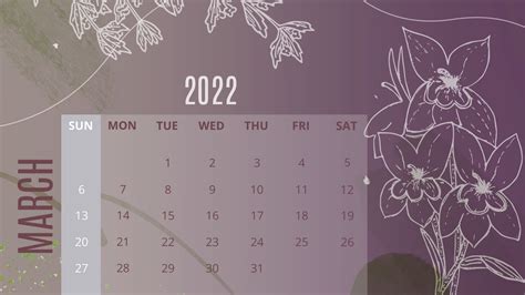 Flower Illustration Calendar 2022 Calendar Template