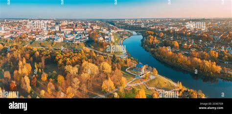 Grodno Belarus Aerial Birds Eye View Of Hrodna Cityscape Skyline