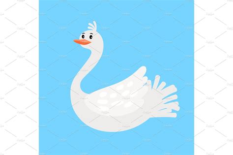 Swan Funny Cartoon Bird Icon Vector Graphics ~ Creative Market