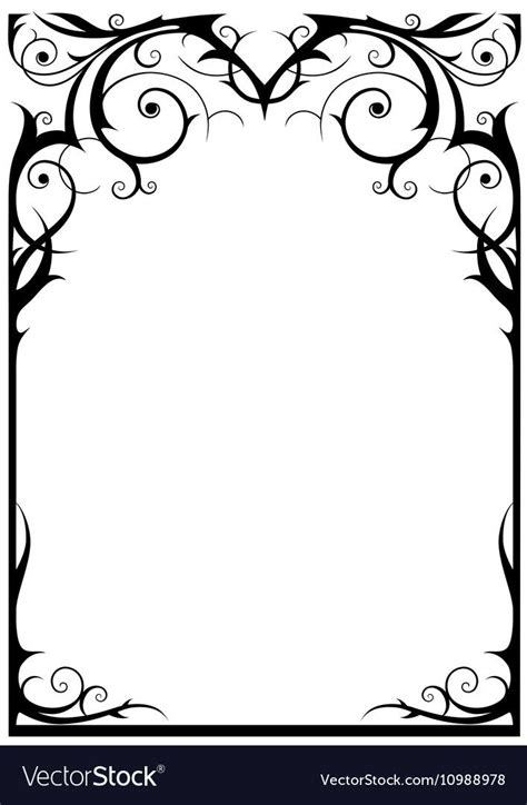 An Ornate Black And White Frame With Swirly Vines On The Border Ornament