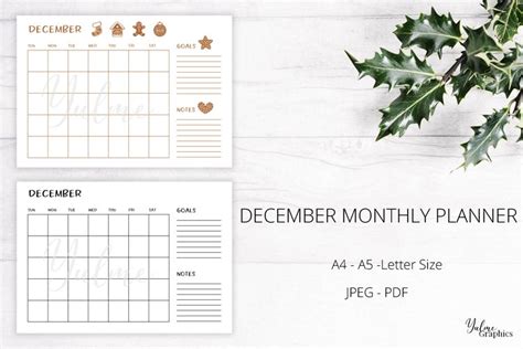 December Monthly Planner Printable Planner Gingerbread