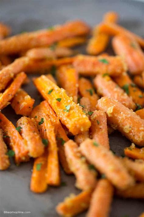easy parmesan garlic roasted carrots i heart naptime