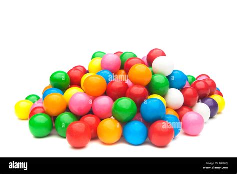 A Pile Of Colorful Gumballs On A White Background Stock Photo Alamy