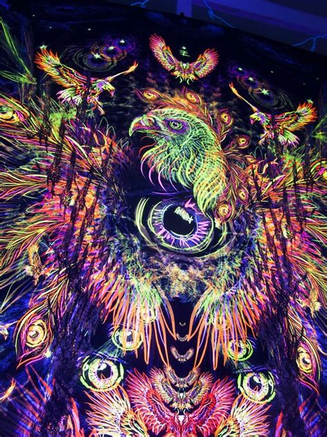 Mandala Art Tapestries Home And Garden Ultraviolet Neon Blacklight Glow