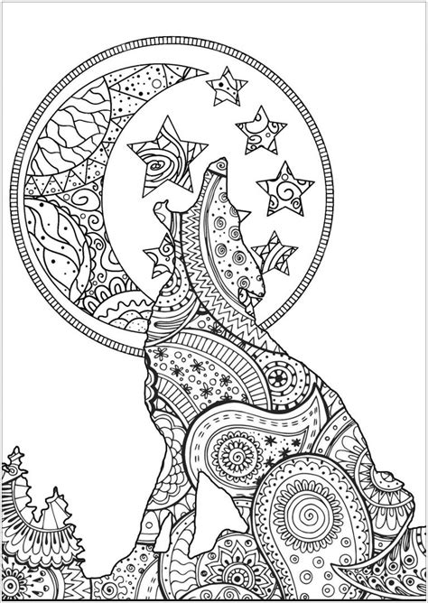 Zentangle Wolf Coloring Page For Adult Coloringbay