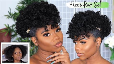 natural hairstyle flexi rod set on 4b c natural hair fro hawk chev b youtube