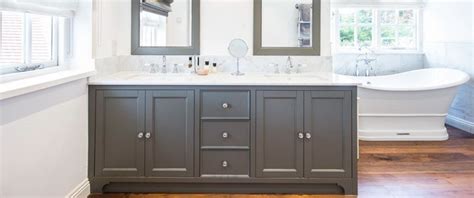 Traditional Shaker Style Bathroom Vanity Unit In Matt Grey With Marble