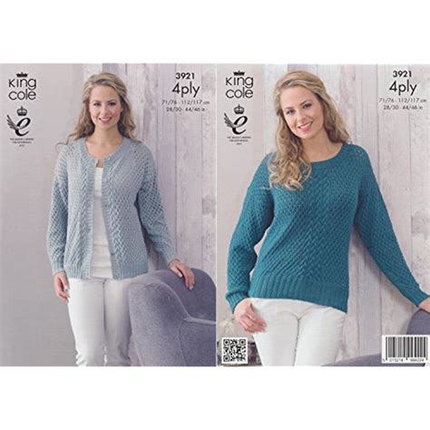 4 Ply Pattern 3921 Womens Cable Knit Cardigan And Jumper By King Cole