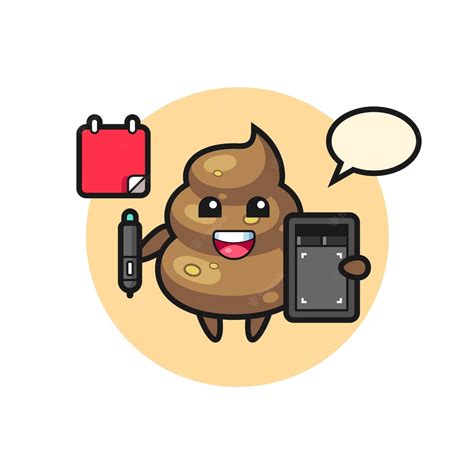 Premium Vector Illustration Of Poop Mascot As A Graphic Designer